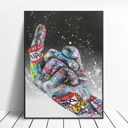 Street Graffiti Gestures Canvas Wall Art