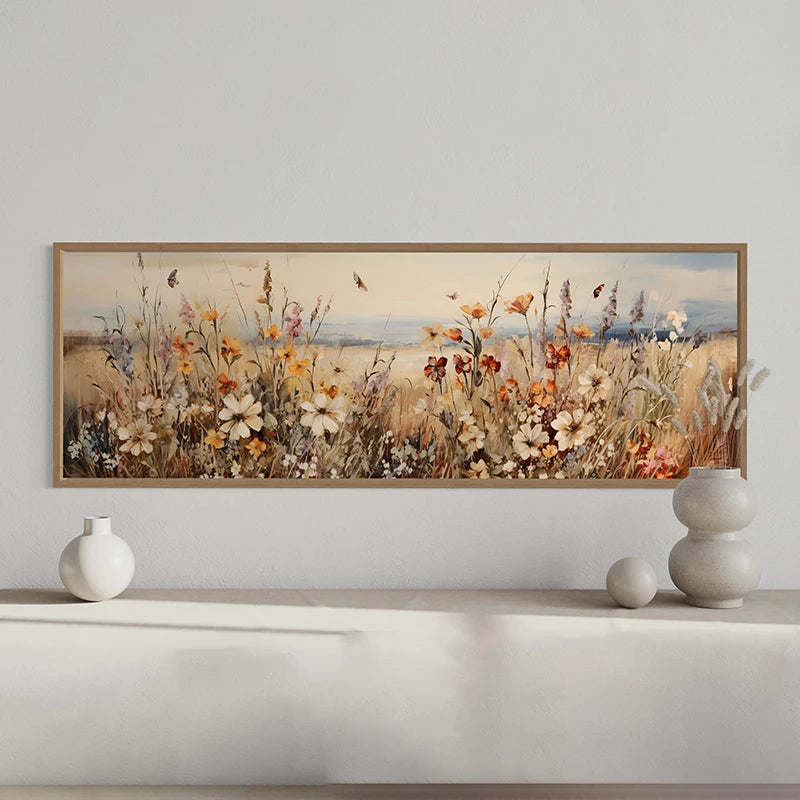 retro rustic wildflowers field farmhouse boho canvas