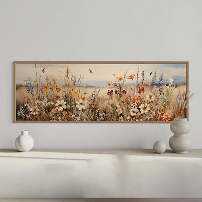 retro rustic wildflowers field farmhouse boho canvas