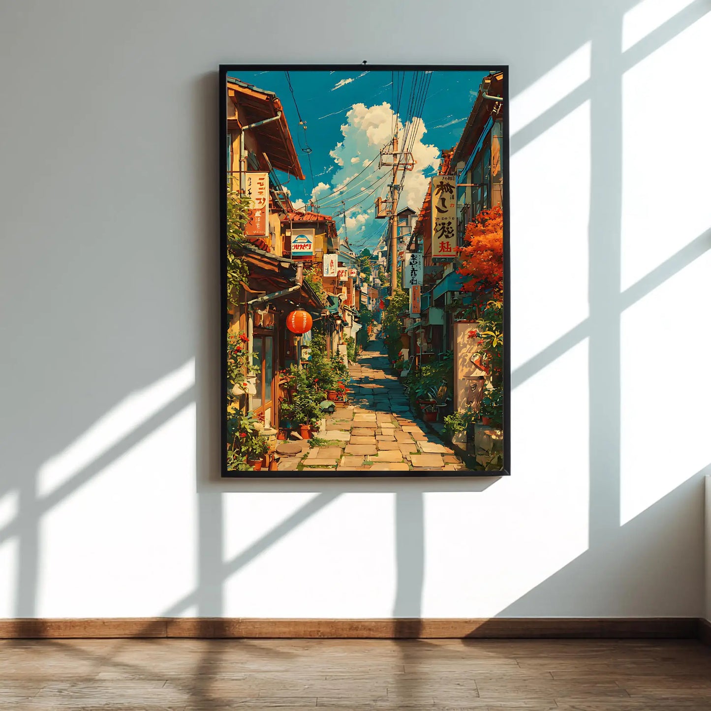 Japan Sunlit Kyoto Alleyway Street Canvas Print