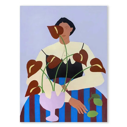 Nordic Abstract Blue Silhouette Canvas