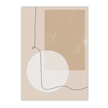 beige boho geometric line art canvas wall art