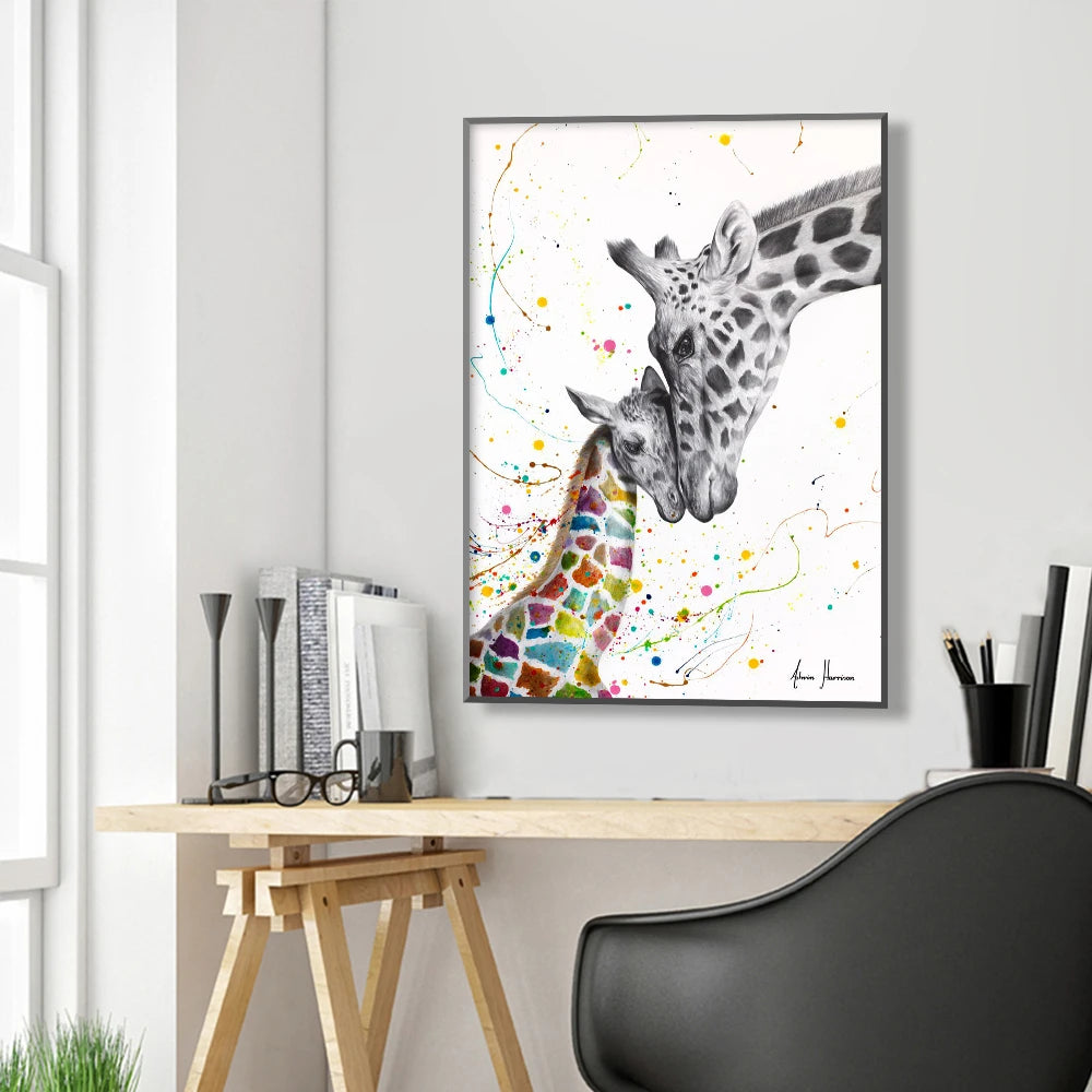 graffiti style giraffe with love lettering pop art canvas
