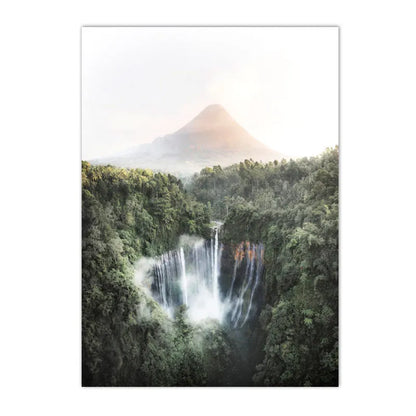 leopard in tropical jungle with palm and monstera leaves on canvas