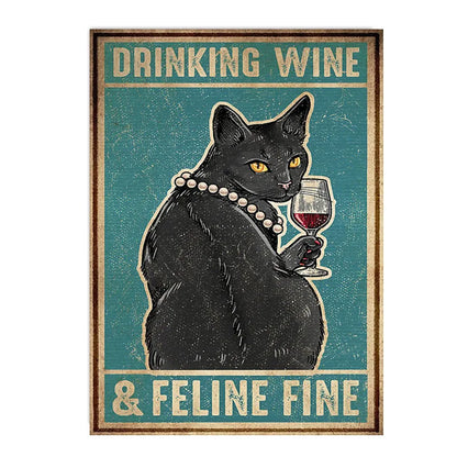 funny black cat are you pooping bathroom canvas sign