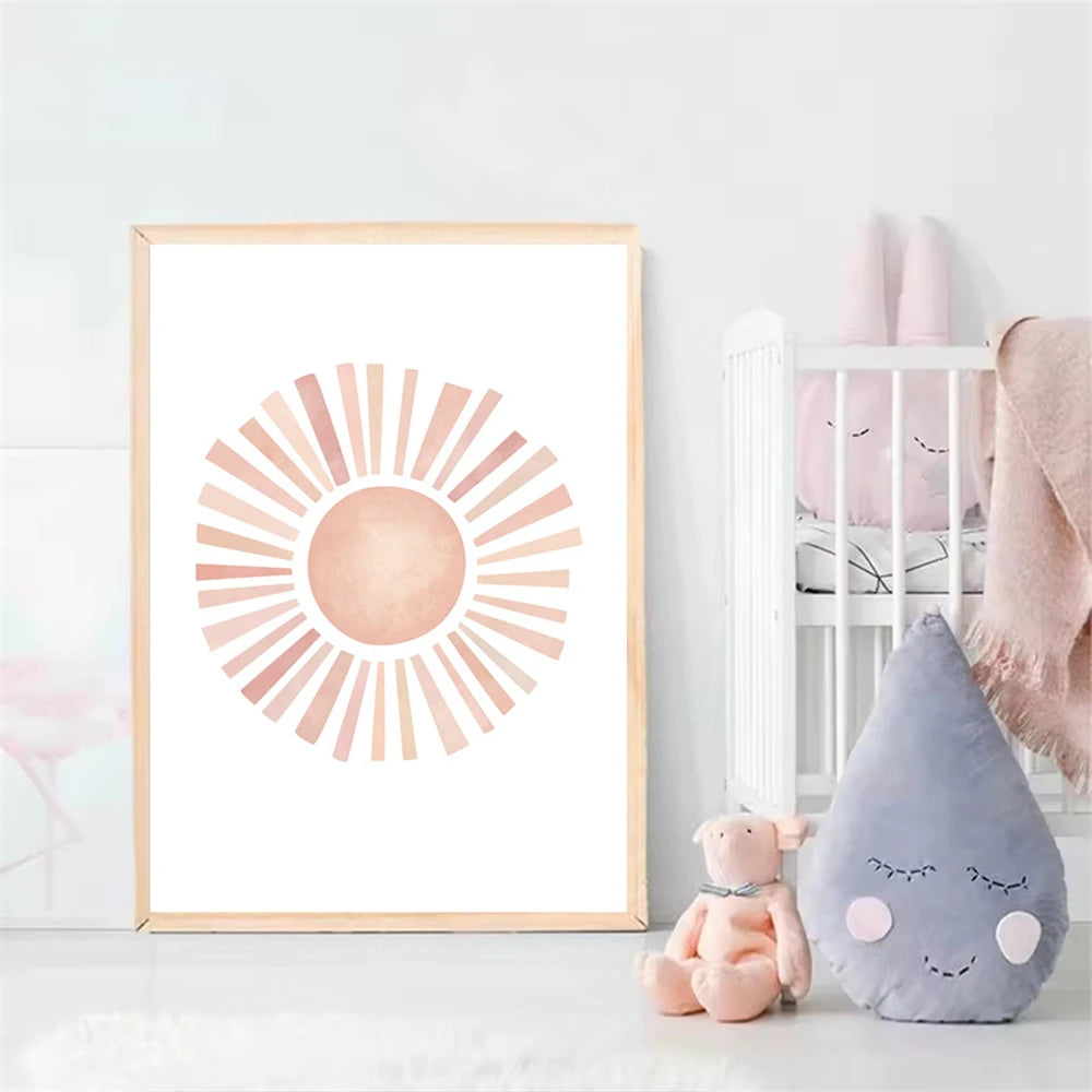 pink “you are my sunshine” with hearts and sun kids canvas wall art