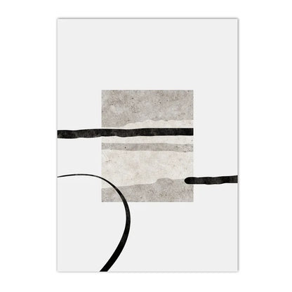 minimalist beige and black color block abstract line canvas