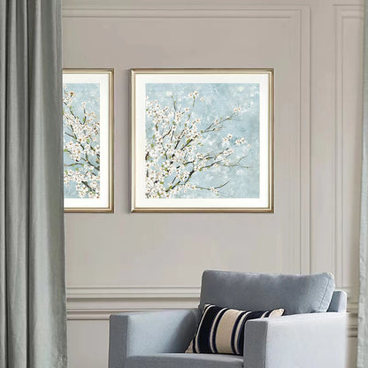 two-panel cherry blossom Nordic floral canvas wall art