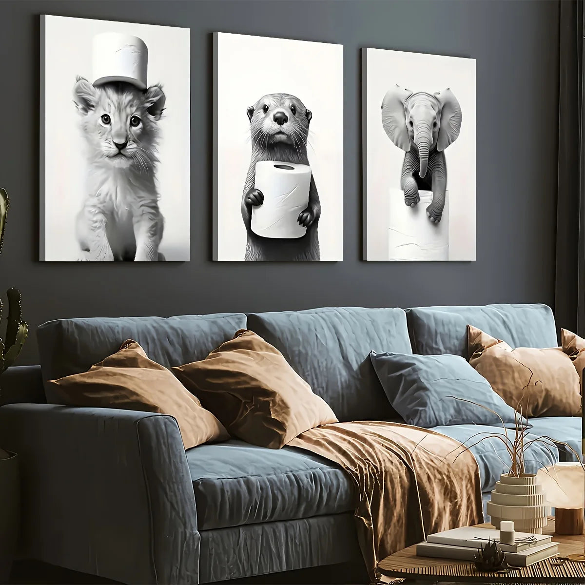 Monochrome Animal Canvas - Set Of 3