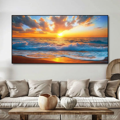 coastal canvas of ocean waves at sunrise and sunset