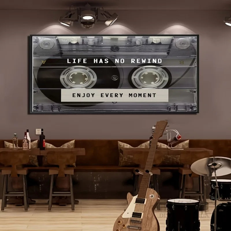 frameless retro cassette tape canvas with stripe pattern