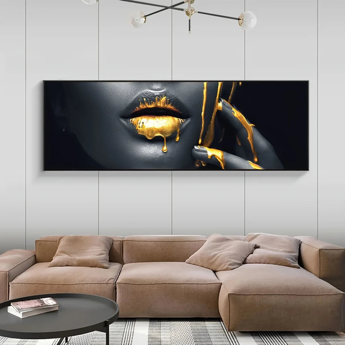 luxury pop art lips with fashion woman canvas wall art