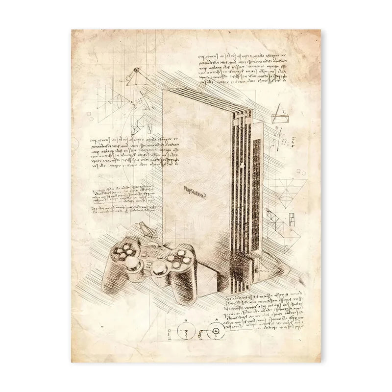 Vintage Sketch Gaming Blueprint Prints Collection