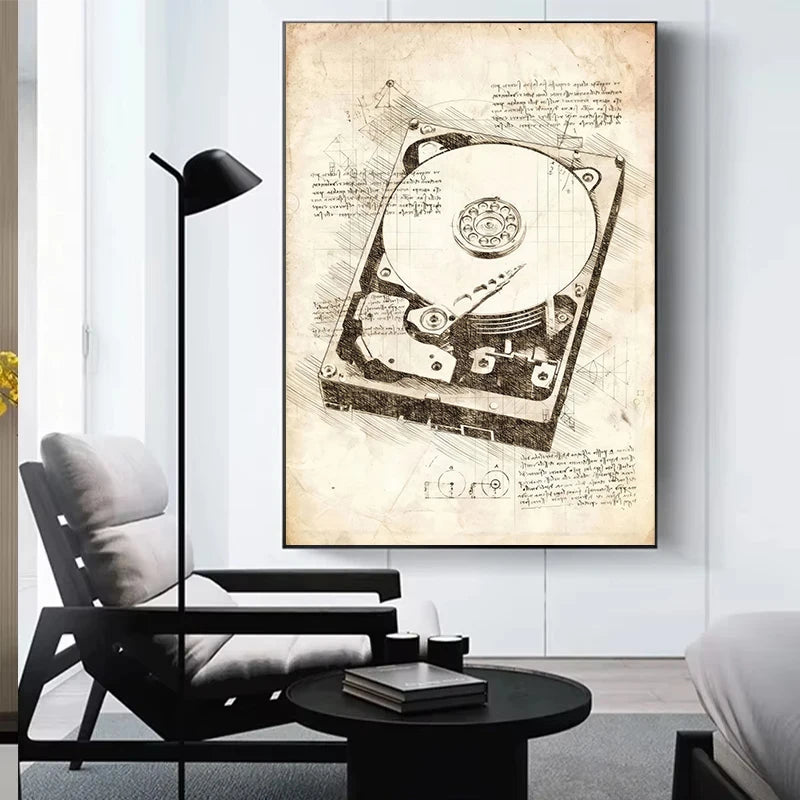 Vintage Sketch Gaming Blueprint Prints Collection