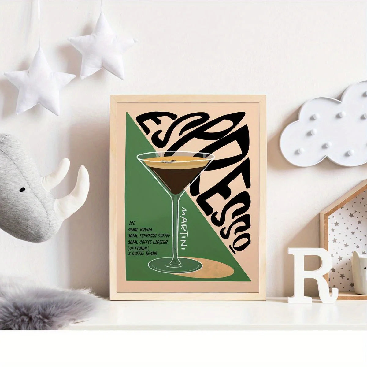 Vintage cocktail alphabet retro bar canvas wall art