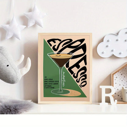 Vintage cocktail alphabet retro bar canvas wall art