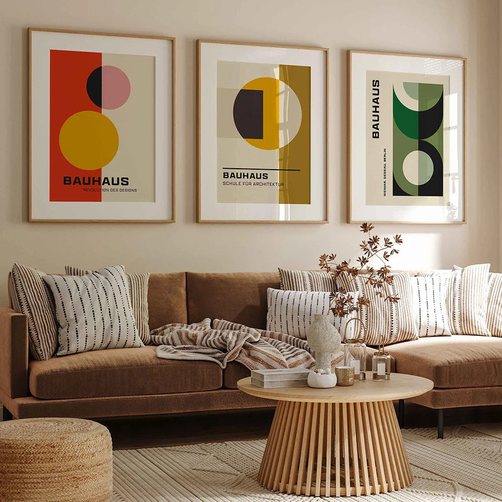 colorful bauhaus geometric nordic style canvas wall art
