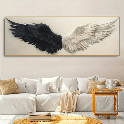 retro black and white angel wings canvas wall art