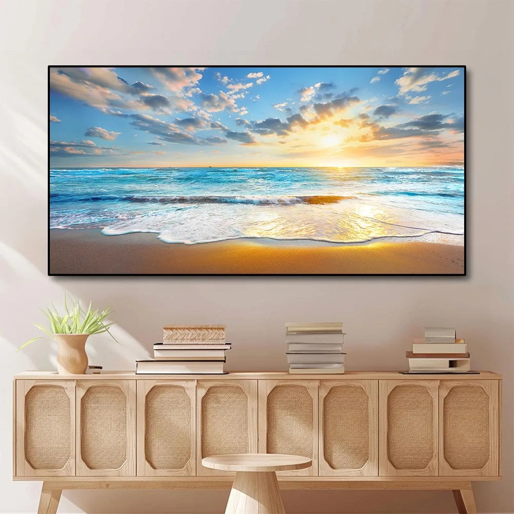 coastal canvas of ocean waves at sunrise and sunset