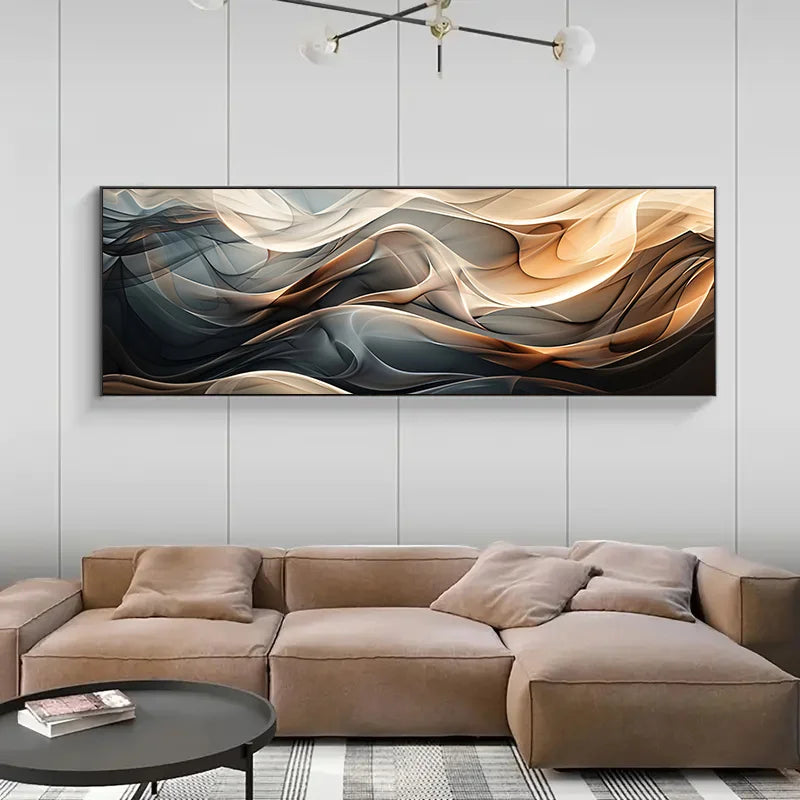 modern abstract wave frameless minimal canvas