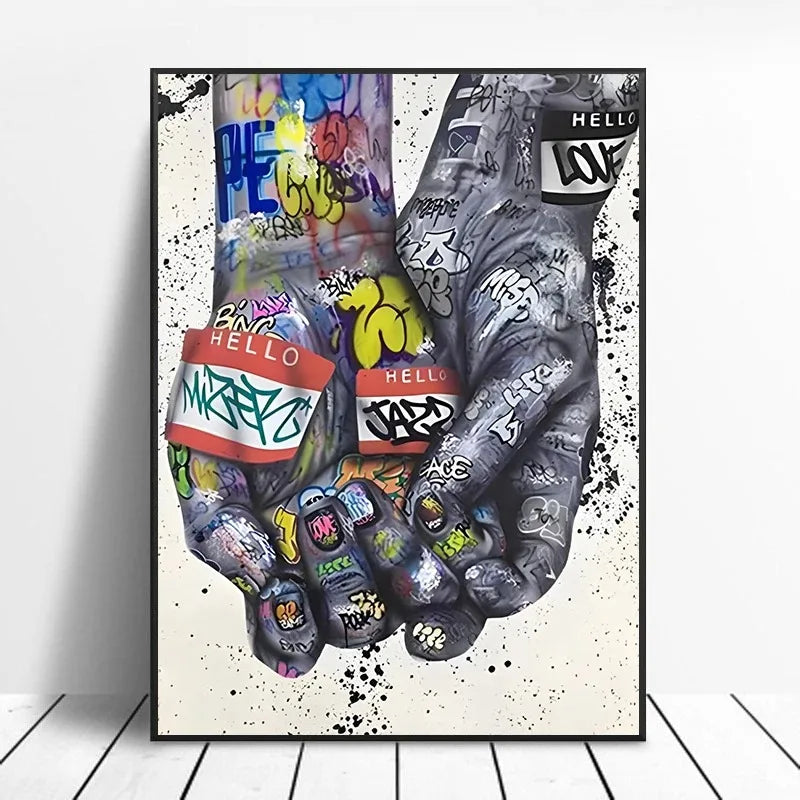 Street Graffiti Gestures Canvas Wall Art