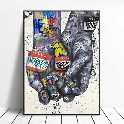 Street Graffiti Gestures Canvas Wall Art