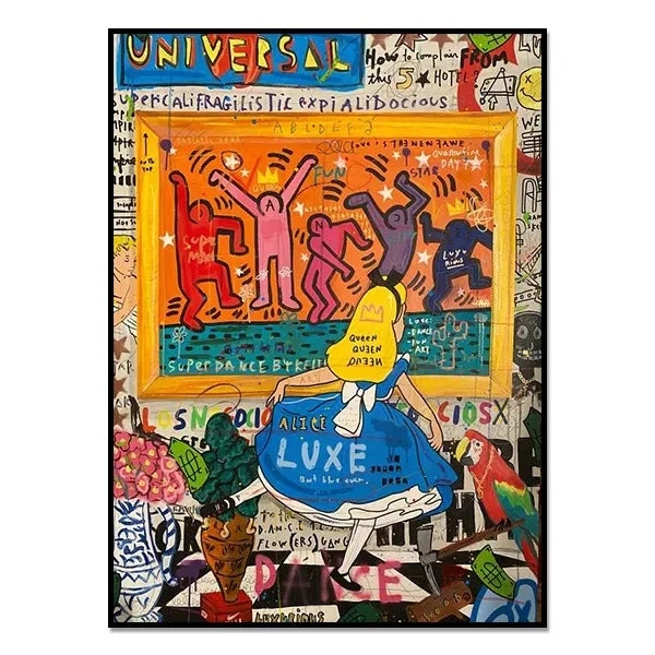 Graffiti Mona Lisa Starry Night Canvas Print