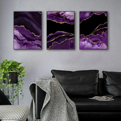 Black, Purple & Gold Abstract Canvas Print