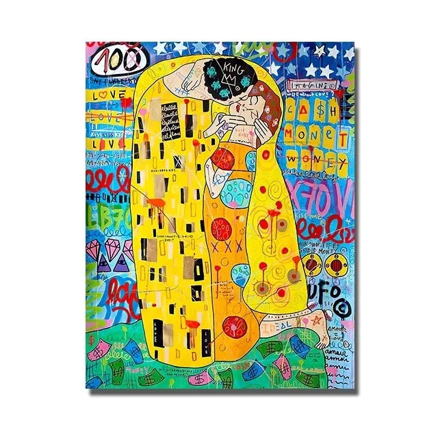 Banksy & Gustav Klimt Graffiti Canvas