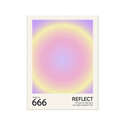 minimalist angel portrait with glowing halo gradient canvas wall art