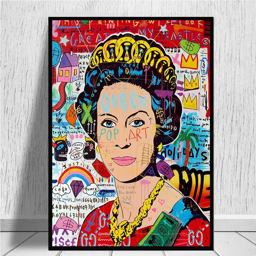Queen Elizabeth Pop Graffiti Canvas Print