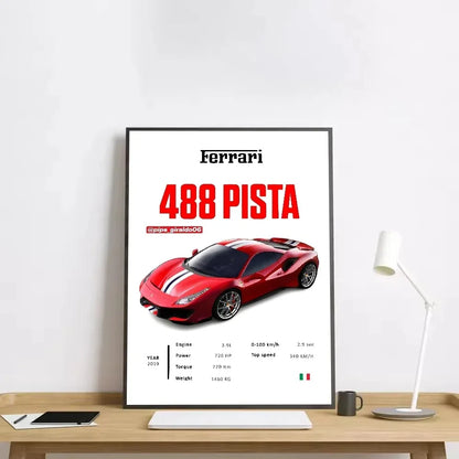 Classic red Italian sports car canvas wall art