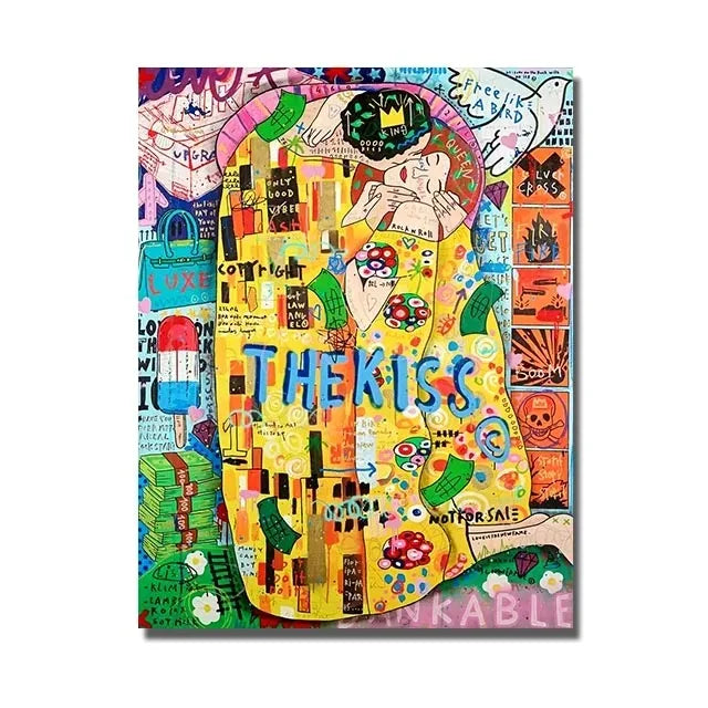 Banksy & Gustav Klimt Graffiti Canvas