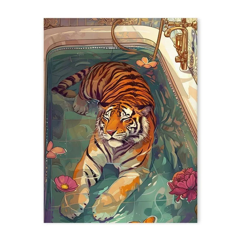 Colorful Bathtub Animals Canvas Print