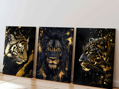 Black & Gold Animal Canvas - Set Of 3