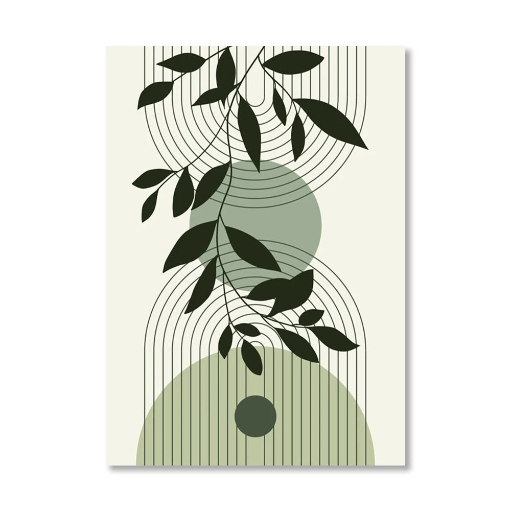 Abstract Geometric Shape & Leaves Canvas