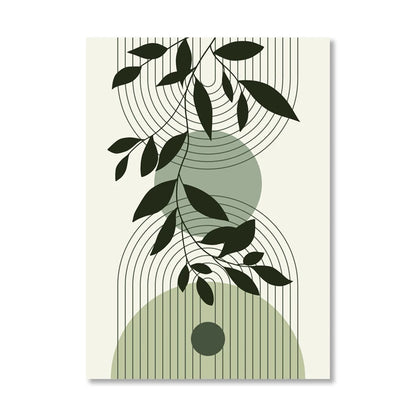 Abstract Geometric Shape & Leaves Canvas