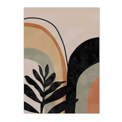 boho terracotta mustard sun with leaf geometric canvas wall art