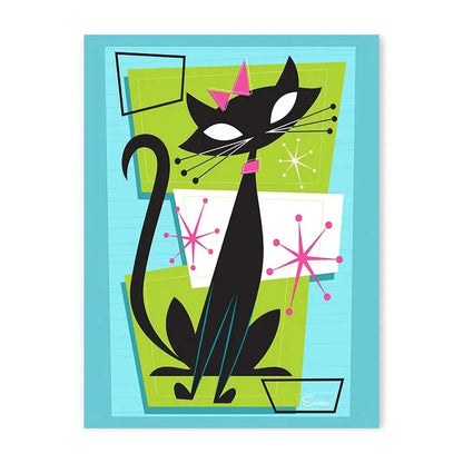 Colourful Black Cat Scenery Abstract Canvas