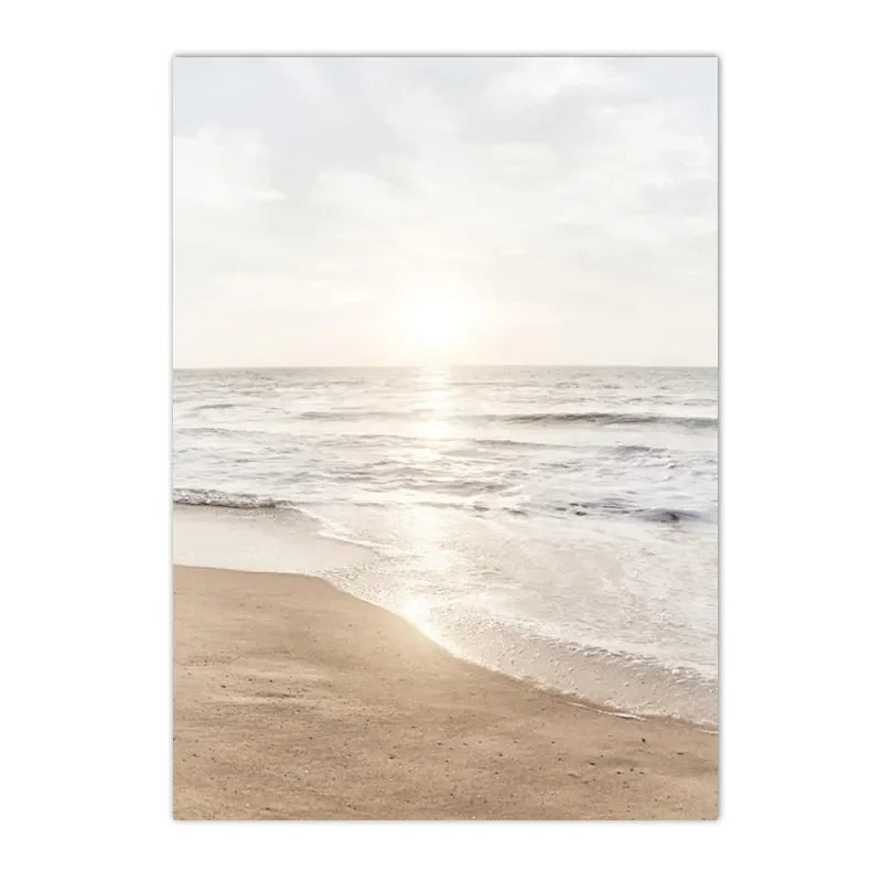 coastal beach with reef and gentle sea waves Nordic canvas wall art