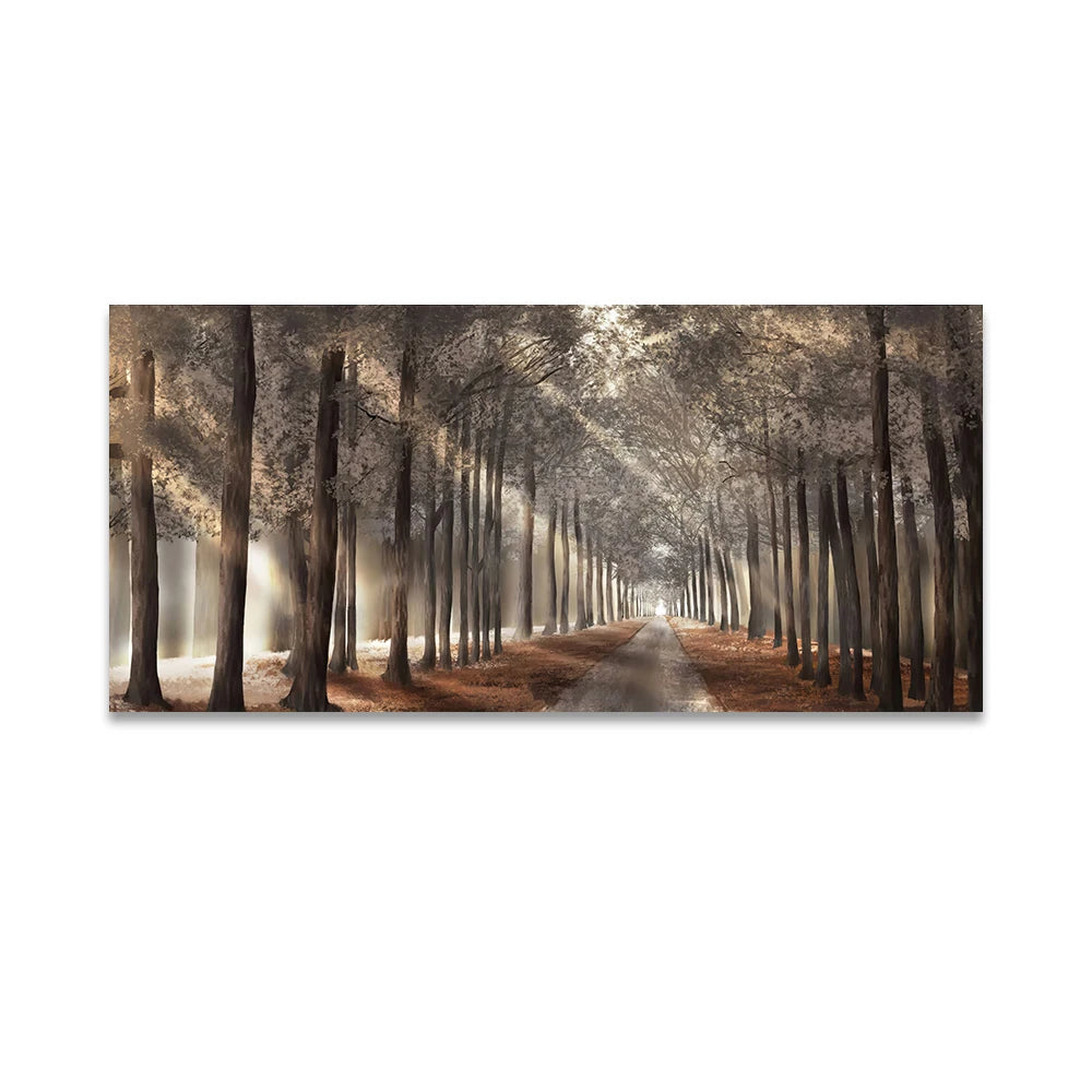 Abstract blue trees with butterfly Nordic canvas wall art