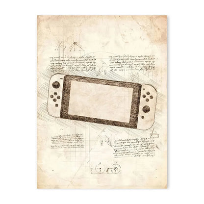 Vintage Sketch Gaming Blueprint Prints Collection