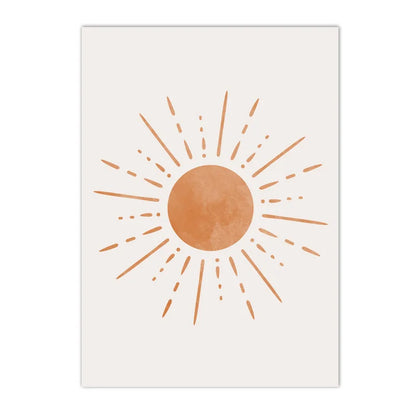 boho mid century abstract sun and moon nordic canvas