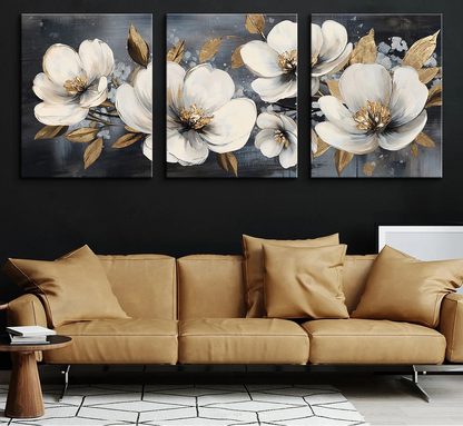 Vintage Floral Canvas Print - Set Of 3