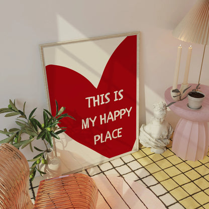 “This Is My Happy Place” Red Heart Canvas Print