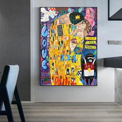 Banksy & Gustav Klimt Graffiti Canvas