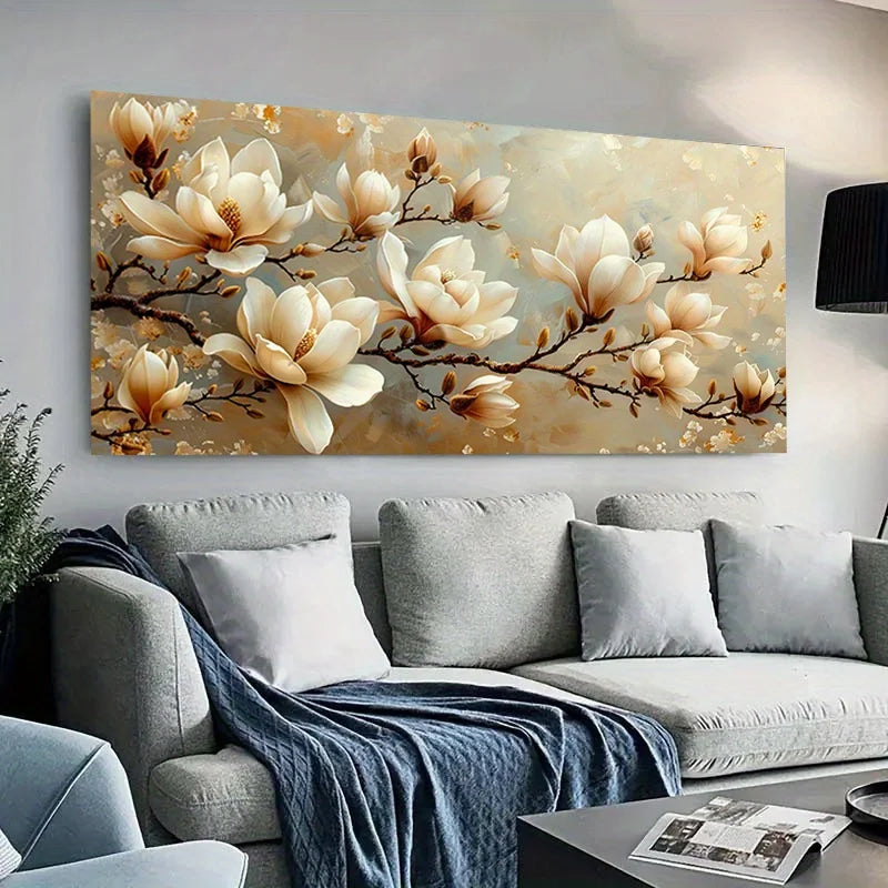 modern magnolia flower blossoms elegant canvas wall art