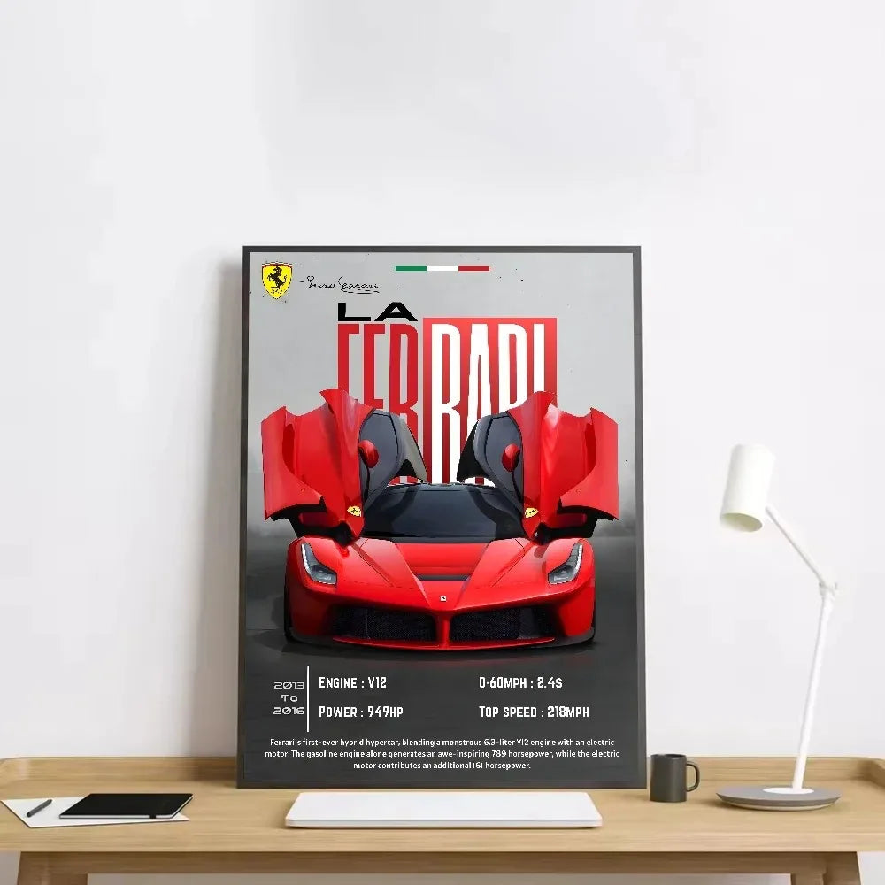 Classic red Italian sports car canvas wall art