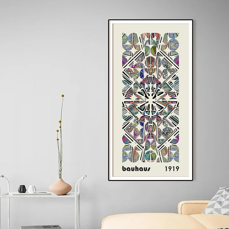 colorful bauhaus long narrow panoramic mid century canvas