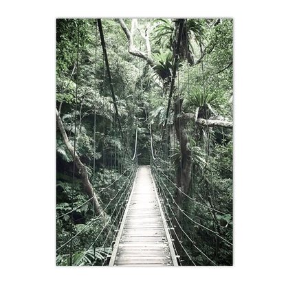leopard in tropical jungle with palm and monstera leaves on canvas